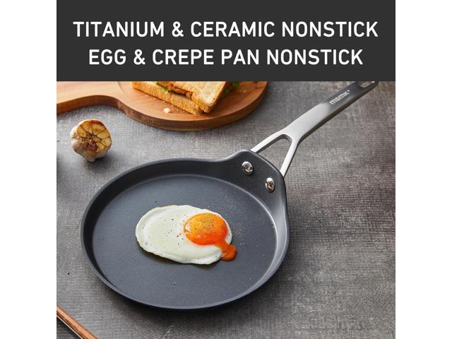MsMk Crepe Pan with Spreader, 8 Inch Titanium and Ceramic Nonstick Flat Skillet Tortilla Egg Pan, Induction Compatible, PFOA Free, Oven Safe to 700°F