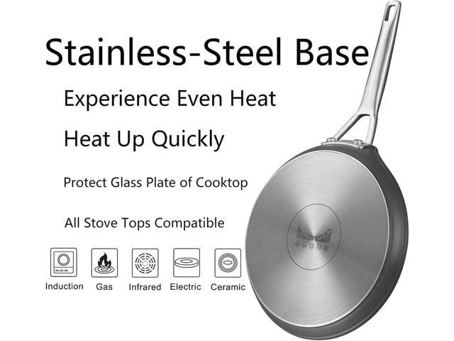 MsMk Crepe Pan with Spreader, 8 Inch Titanium and Ceramic Nonstick Flat Skillet Tortilla Egg Pan, Induction Compatible, PFOA Free, Oven Safe to 700°F