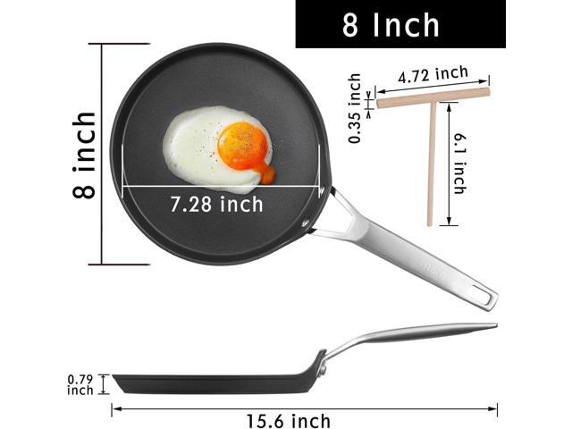 MsMk Crepe Pan with Spreader, 8 Inch Titanium and Ceramic Nonstick Flat Skillet Tortilla Egg Pan, Induction Compatible, PFOA Free, Oven Safe to 700°F