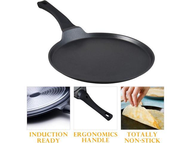 S·KITCHN Crepe Pan Nonstick Dosa Pan, Tawa Pan for Roti Indian, Non-Stick Pancake Griddle Compatible with Induction Cooktop, Comal for Tortillas,...