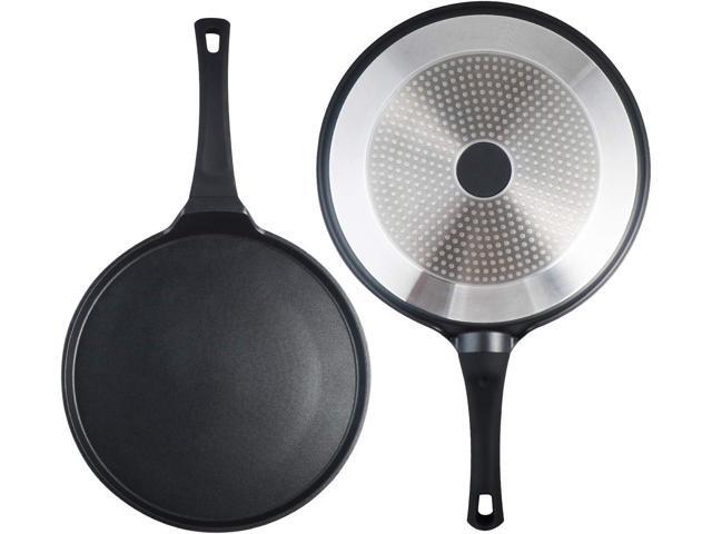 S·KITCHN Crepe Pan Nonstick Dosa Pan, Tawa Pan for Roti Indian, Non-Stick Pancake Griddle Compatible with Induction Cooktop, Comal for Tortillas,...