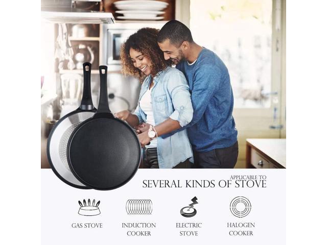 S·KITCHN Crepe Pan Nonstick Dosa Pan, Tawa Pan for Roti Indian, Non-Stick Pancake Griddle Compatible with Induction Cooktop, Comal for Tortillas,...