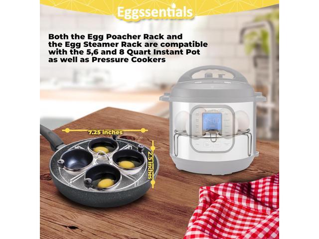 Eggssentials Egg Poacher Insert Stainless Steel Poached Egg Cooker Eggs Poaching Cup PFOA Free Egg Poachers Nonstick, 7.25' Rack Compatible with...