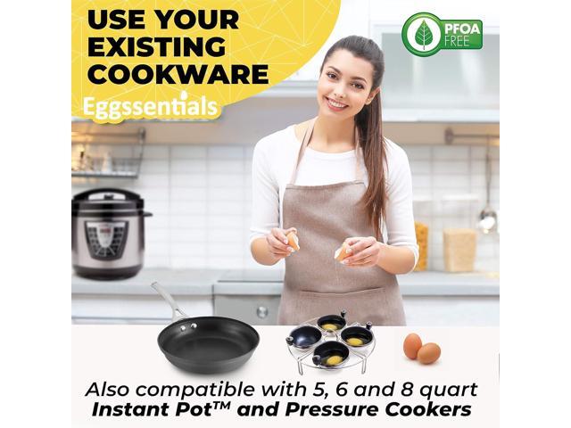 Eggssentials Egg Poacher Insert Stainless Steel Poached Egg Cooker Eggs Poaching Cup PFOA Free Egg Poachers Nonstick, 7.25' Rack Compatible with...