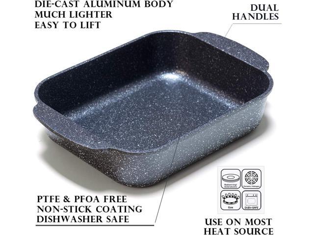 S·KITCHN Set of 3 Nonstick Roasting Pan Baking Dishes for Lasagna, Casserole and Bread Baking Pan, Large & Deep Lasagna Pan with Handles