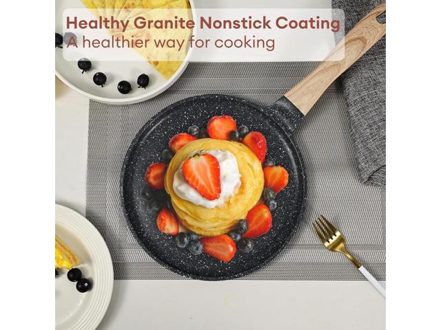 JEETEE Crepe Pan Nonstick, 11 inch Comales Para Tortillas Griddle Pan for Stove Top, Granite Coating Flat Pancake Pan Dosa Tawa, PFOA FREE and...