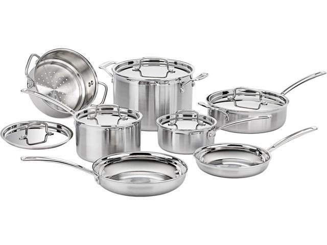 Cuisinart 12 Piece Cookware Set, MultiClad Pro Triple Ply, Silver, MCP-12N