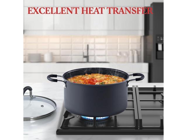 Cook N Home Nonstick Stockpot Soup pot with Lid Professional Hard Anodized 10 Quart, Oven safe - Stay Cool Handles, Black