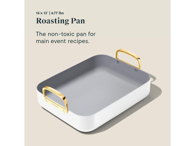 Caraway Roasting Pan - 16x13 Roasting Pan with Rack - Non-Stick Ceramic Coated - Non Toxic, PTFE & PFOA Free - Oven Safe & Compatible with All...