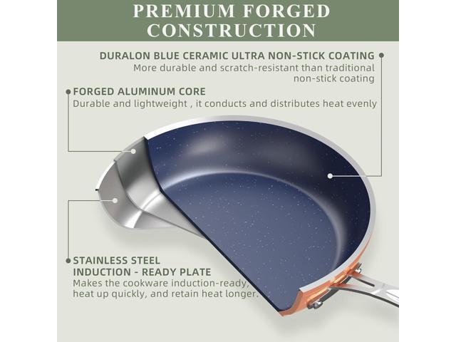 Nuwave Healthy Duralon Blue Ceramic Nonstick Cookware Set, Diamond Infused Scratch-Resistant, PFAS Free, Dishwasher & Oven Safe, Induction Ready &...
