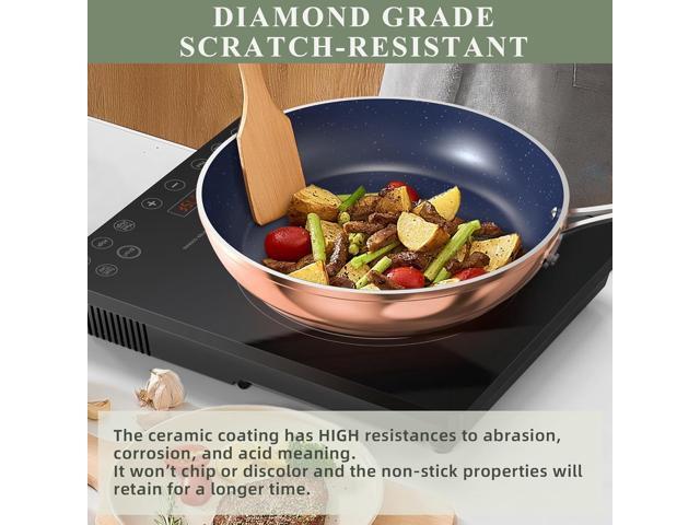 Nuwave Healthy Duralon Blue Ceramic Nonstick Cookware Set, Diamond Infused Scratch-Resistant, PFAS Free, Dishwasher & Oven Safe, Induction Ready &...