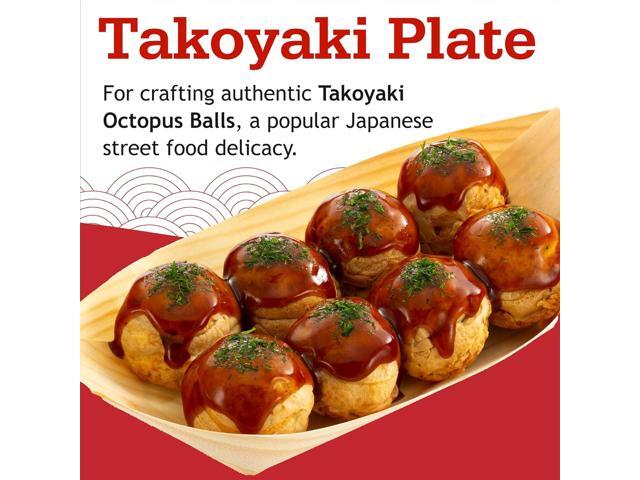 Otafuku Takoyaki Plate, Cast Iron Japanese Grill for Cooking Takoyaki Balls, Nonstick Pan (16 Holes)