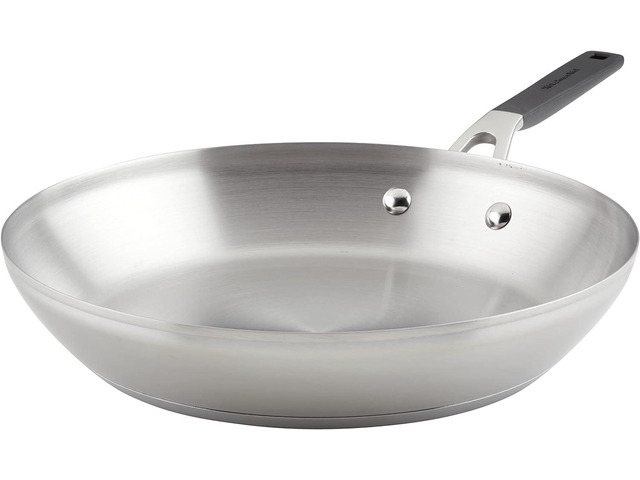 KitchenAid Stainless Steel Frying Pan/Skillet, 12 Inch, Brushed Stainless Steel