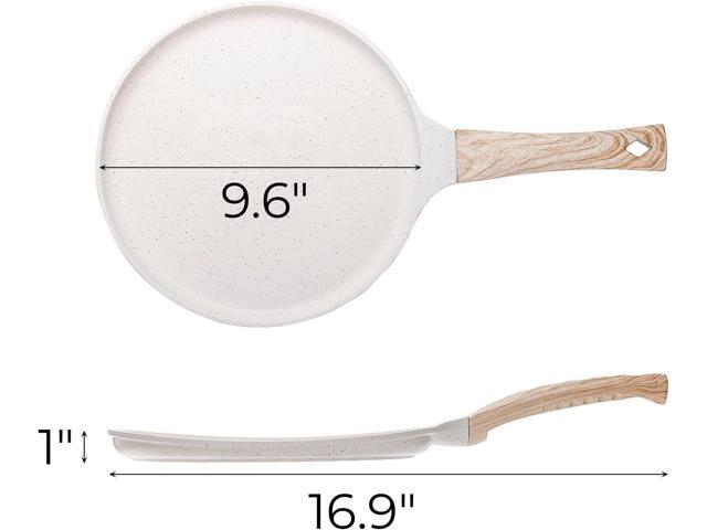 Hiceeden Nonstick Crepe Pan with Spreader, 10-Inch Tortilla Pan with Detachable Handle, Ceramic Coating Pancake Griddle Pan Dosa Tawa Pan, for All...