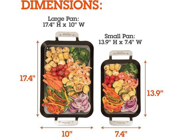 Camerons BBQ Grill Topper Grilling Pans (Set of 2)- Non-Stick Barbecue Trays w Stainless Steel Handles - Indoor Outdoor use for Barbecue & Smoked...
