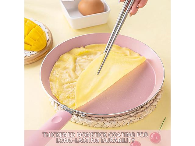 JUSTUP Nonstick Frying Pan Set3 Piece Pots and Pans Set NonstickPink Kitchen Cookware Sets with Non Stick Pan Coating,10 Inch,8 Inch and 6 Inch Non...