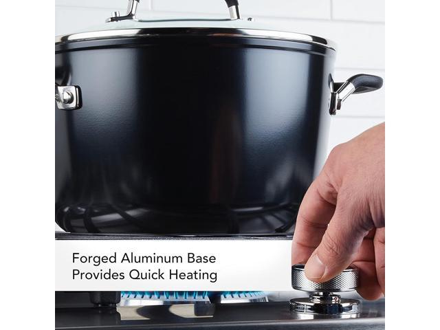KitchenAid Hard Anodized Nonstick Stockpot with Lid, 8 Quart, Onyx Black