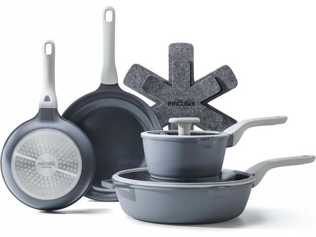 Nonstick Pots and Pans Set, 9 Pieces Non Toxic Ceramic Nonstick Cookware Set, Nonstick Pan Skillet Set, Healthy Nonstick Frying Pan Set, PTFE PFOA...