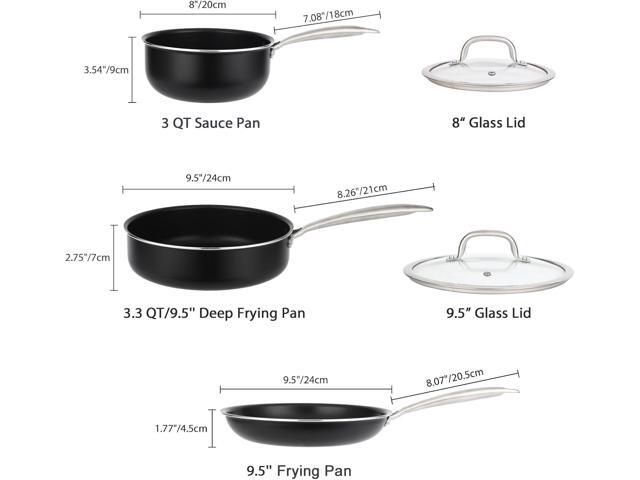 Induction Pots and Pans Set, 5 Pcs Non Stick Cookware Set with Stainless Steel Handle, Non Toxic Kitchen Cookware Sets For Oven & Dishwasher...