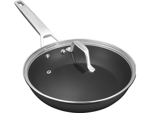 MsMk 12 1/2 inch Non Stick Frying Pan with Lid,Titanium and Ceramic Nonstick Large SkilletStay-Cool...
