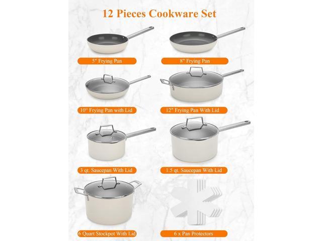 Nonstick Ceramic Cookware Set Healthy Pots And Pans Set Induction Kitchen Cookware sets Non Toxic Pots And Pan Set,PFOA PTFE Free (18 pcs)