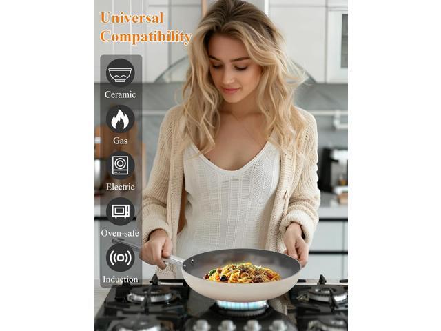 Nonstick Ceramic Cookware Set Healthy Pots And Pans Set Induction Kitchen Cookware sets Non Toxic Pots And Pan Set,PFOA PTFE Free (18 pcs)