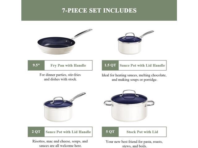 Nuwave 7pc Cookware Set Healthy Duralon Blue Ceramic Nonstick Coated, Diamond Infused Scratch-Resistant, PFAS Free, Oven Safe, Induction Ready &...
