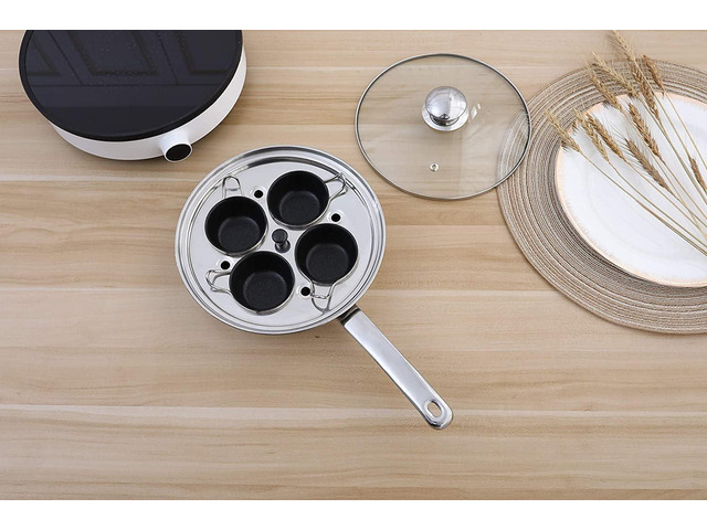 4 Cups Egg Poacher Pan - Stainless Steel Poached Egg Cooker Induction Cooktop Egg Poachers Cookware Set with 4 Nonstick Large PFOA FREE Egg...