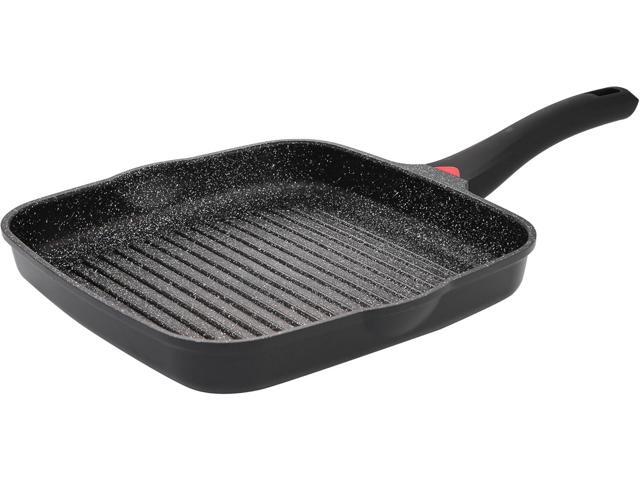 11 Inch Non Stick Grill Pan Granite Coated with Pour Spout - Lightweight 2.66 Quart Grill Pan for Indoor Cooking with Grip Handle - Induction...