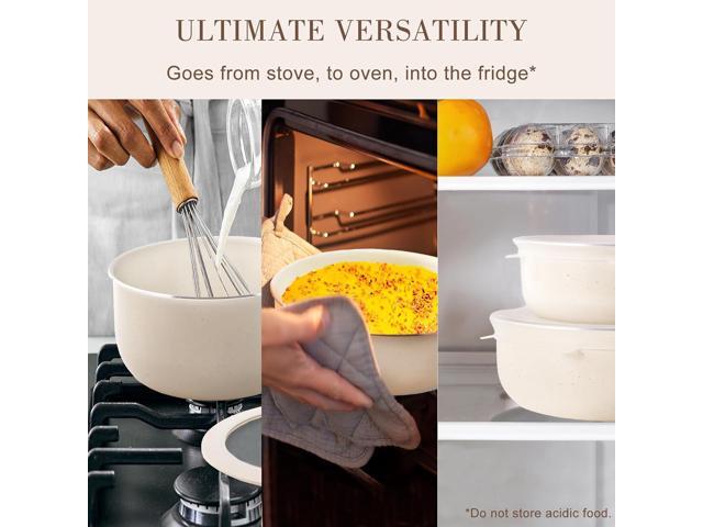 Nonstick Cookware Set - YIIFEEO Stackable Pots and Pans Set Detachable Handle Camping Cookware Granite Kitchen Cookware Sets Removable Handle, Non...