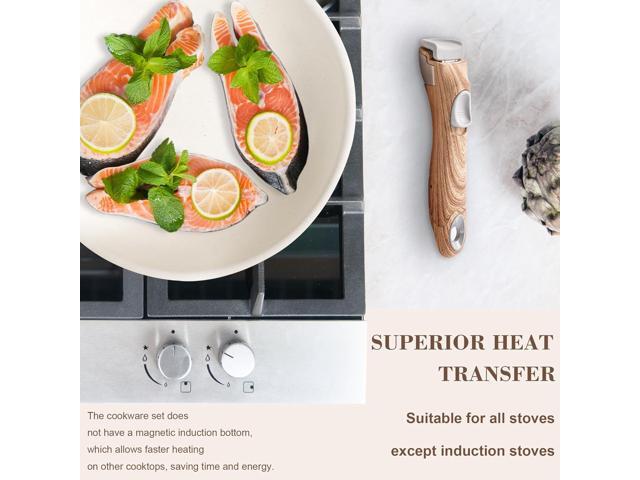 Nonstick Cookware Set - YIIFEEO Stackable Pots and Pans Set Detachable Handle Camping Cookware Granite Kitchen Cookware Sets Removable Handle, Non...