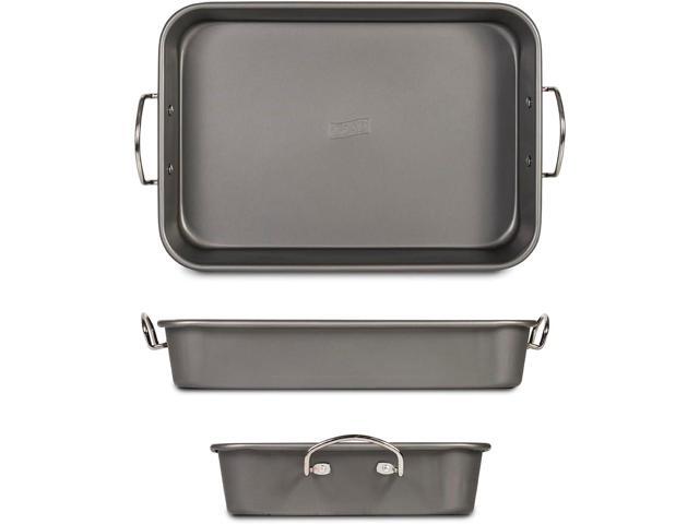 Glad Roasting Pan Nonstick 11x15 - Heavy Duty Metal Bakeware Dish with Rack - Large Oven Roaster Tray for Baking Turkey, Chicken, and Veggies