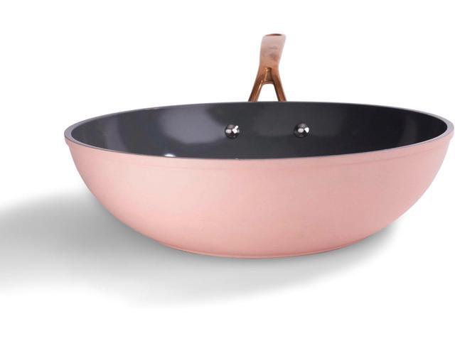 All-In-One Platinum Non-Stick Fry Pan Meets Wok with Lid, 11-Inch, Blush & Rose Gold