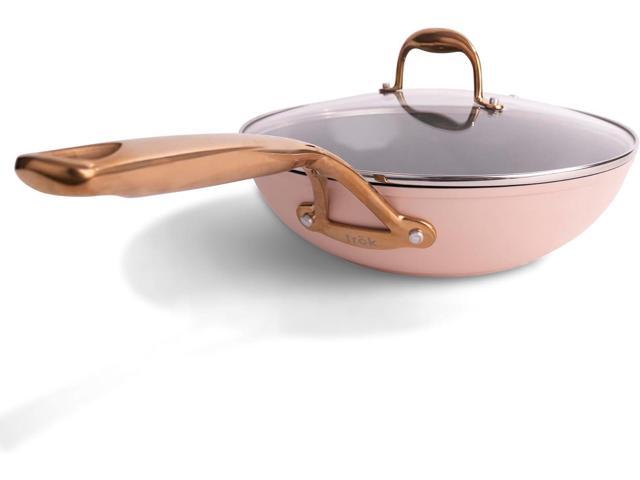 All-In-One Platinum Non-Stick Fry Pan Meets Wok with Lid, 11-Inch, Blush & Rose Gold