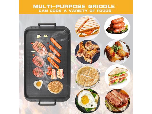 Non-Stick Aluminum Stove Top Flat Griddle, Warp-Resistant Double Burner Griddle for Glass and Gas Stove, Great for Breakfast and BBQ Indoor or...