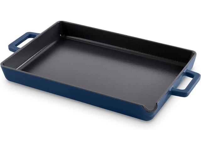 DASH Zakarian by Dash 9'x13' Nonstick Cast Iron Pan with Pour Spout and Removable Silicone Grips for Searing, Baking, Broiling, Grilling and more -...