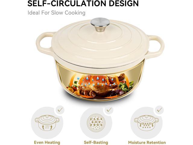 Miereirl 6 QT Enameled Dutch Oven Pot with Lid, Cast Iron Dutch Oven with Dual Handles for Bread Baking, Cooking, Non-stick Enamel Coated Cookware...
