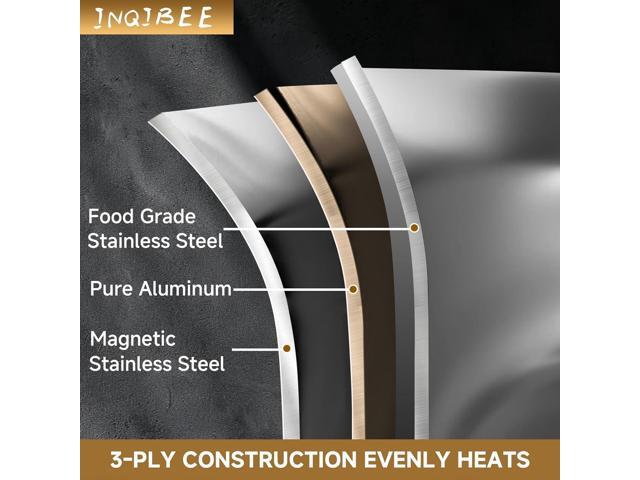 Inqibee 7 Quarts Tri-Ply Stainless Steel Sauté Pan with Lid,12 Inch Induction Deep Frying Pan, Large Skillet,Jumbo Cooker, Dishwasher and Oven...