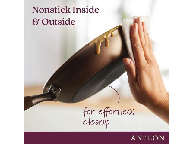 Anolon Advanced Home Hard Anodized Nonstick Sauce Pan/Saucepan with Straining and Lid, 2 Quart (2 Qt Straining Saucepan, Bronze)