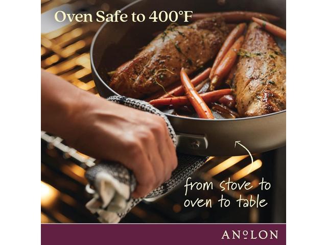 Anolon Advanced Home Hard Anodized Nonstick Sauce Pan/Saucepan with Straining and Lid, 2 Quart (2 Qt Straining Saucepan, Bronze)
