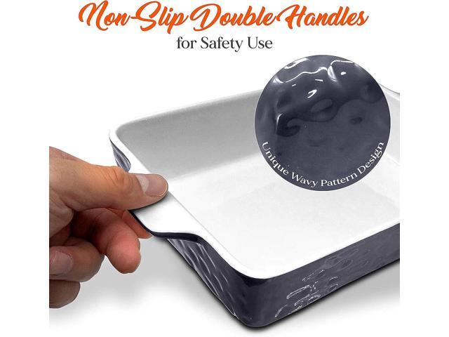 NutriChef 3-Piece Ceramic Casserole Dishes for Oven - Heavy Duty Rectangular Lasagna Baking Pans w/ Premium Nonstick Coating & Handles - PFOS,...