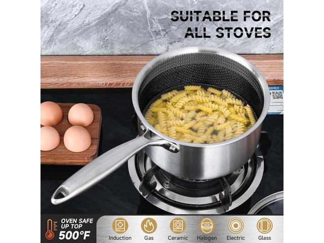 LOLYKITCH Hybrid Tri-Ply Stainless Steel Non-Stick Saucepan Set of 2,1.5QT & 2.5QT Sauce Pots,Induction Pots and Pans Set,Heavy Duty and Oven Safe.
