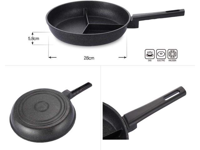 Kitchen Flower Multi 3 Divider Non Stick Coating Frying Pan 28cm