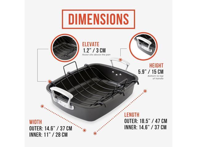Chef Pomodoro Deluxe Large Carbon Steel Roasting Pan with U-Rack, 18.5 x 14.5-In (47 x 37 cm), Extra-Large, Grey The Ultimate Solution for...