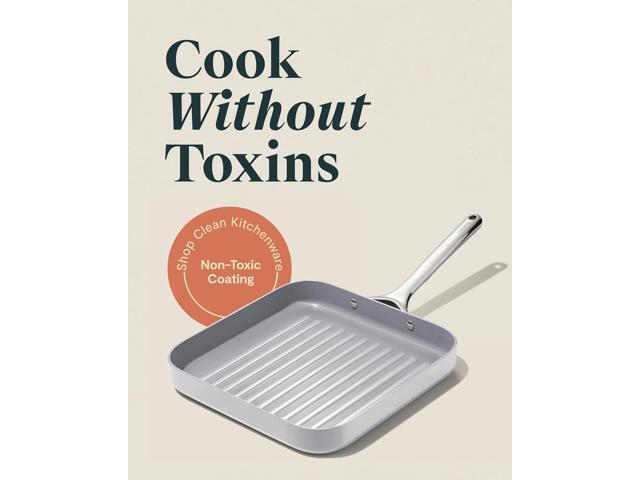 Caraway Square Grill Pan - 11 Grill Pan - Non-Stick Ceramic Coated - Non Toxic, PTFE & PFOA Free - Oven Safe & Compatible with All Stovetops - Gray