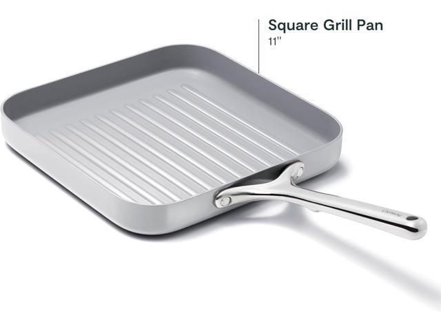 Caraway Square Grill Pan - 11 Grill Pan - Non-Stick Ceramic Coated - Non Toxic, PTFE & PFOA Free - Oven Safe & Compatible with All Stovetops - Gray