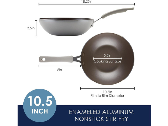 Rachael Ray Cook + Create Nonstick Stir Fry Pan/Wok, 10.5 Inch, Gray