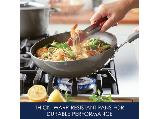 Rachael Ray Cook + Create Nonstick Stir Fry Pan/Wok, 10.5 Inch, Gray