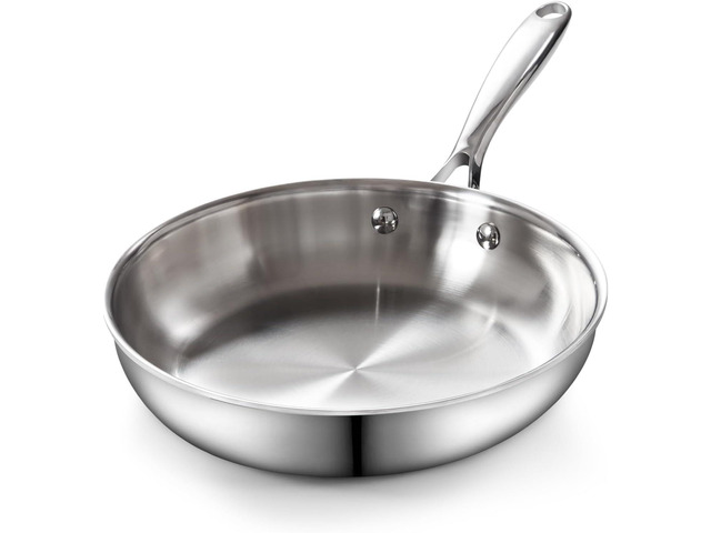 Cooks Standard Frying Pan Stainless Steel, 8-Inch Multi-Ply Clad wok Stir Fry Pan Kitchen Skillet, Silver