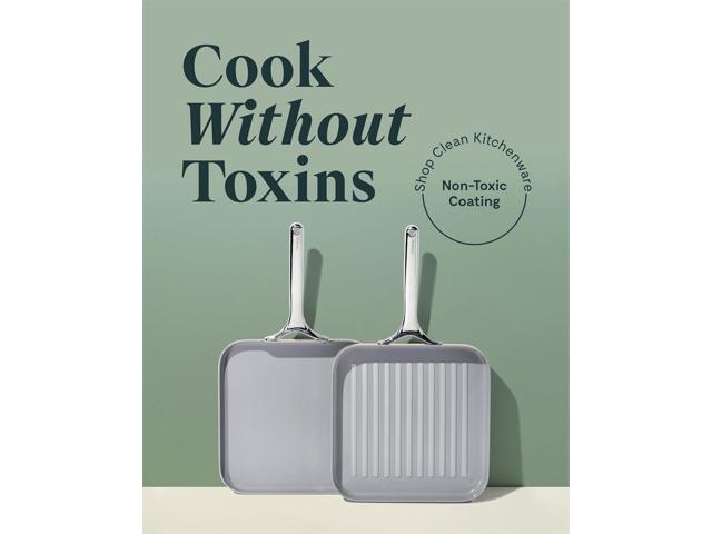 Caraway Griddle Pan & Grill Pan Duo - Non-Stick Ceramic Coated - Non Toxic, PTFE & PFOA Free - Oven Safe & Compatible with All Stovetops Navy